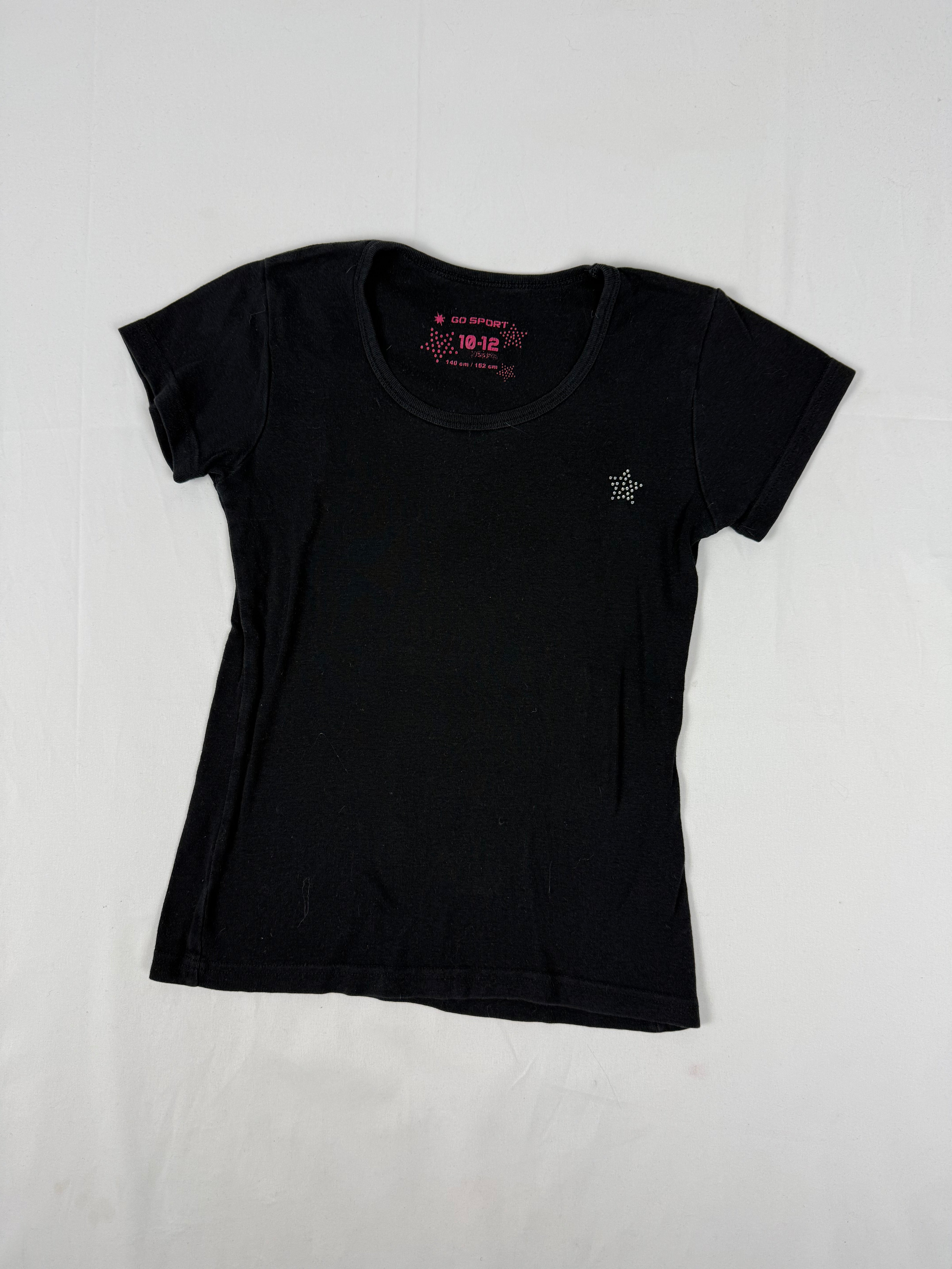Black cotton rhinestones logo tee (XS)