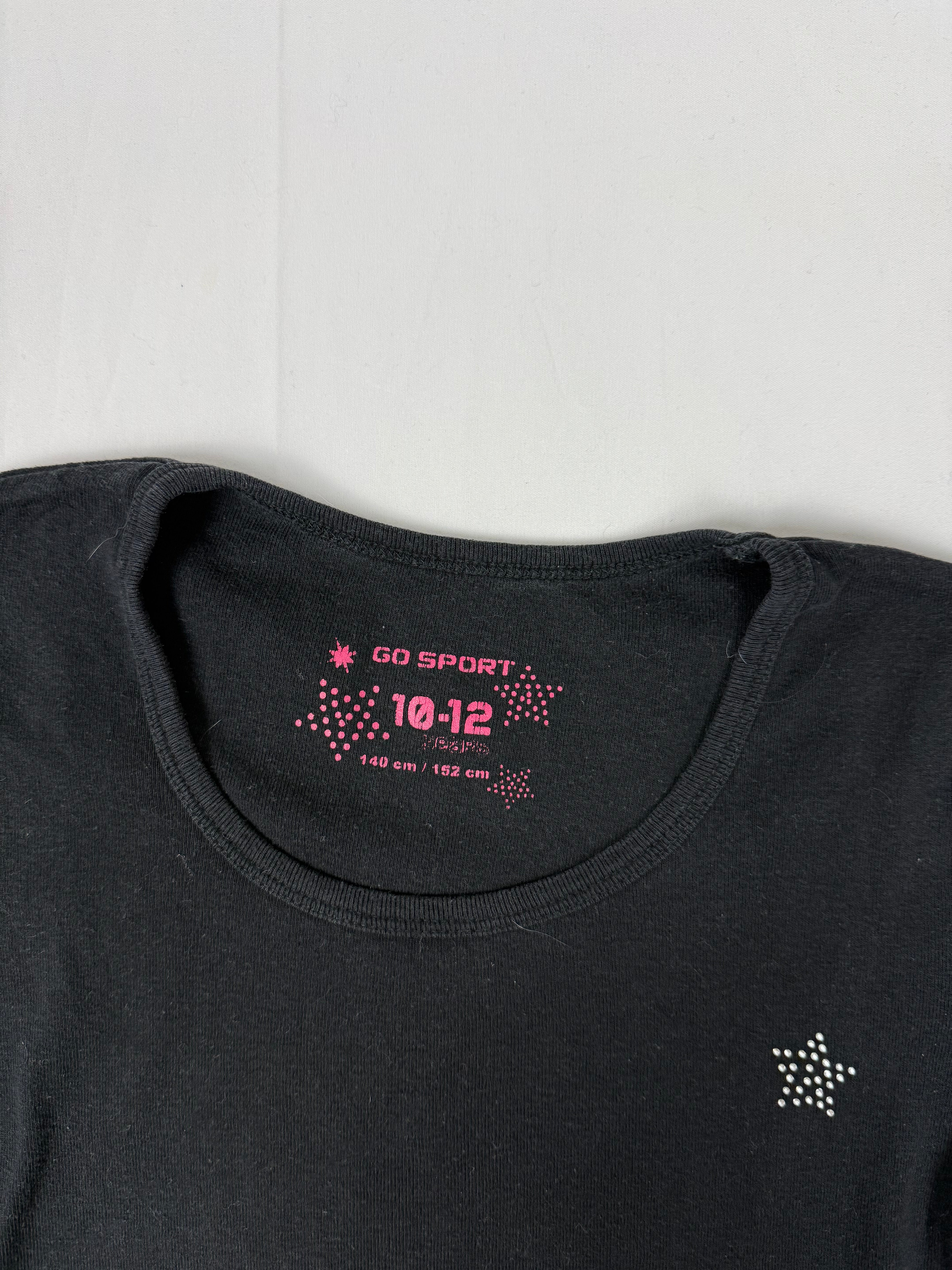 Black cotton rhinestones logo tee (XS)