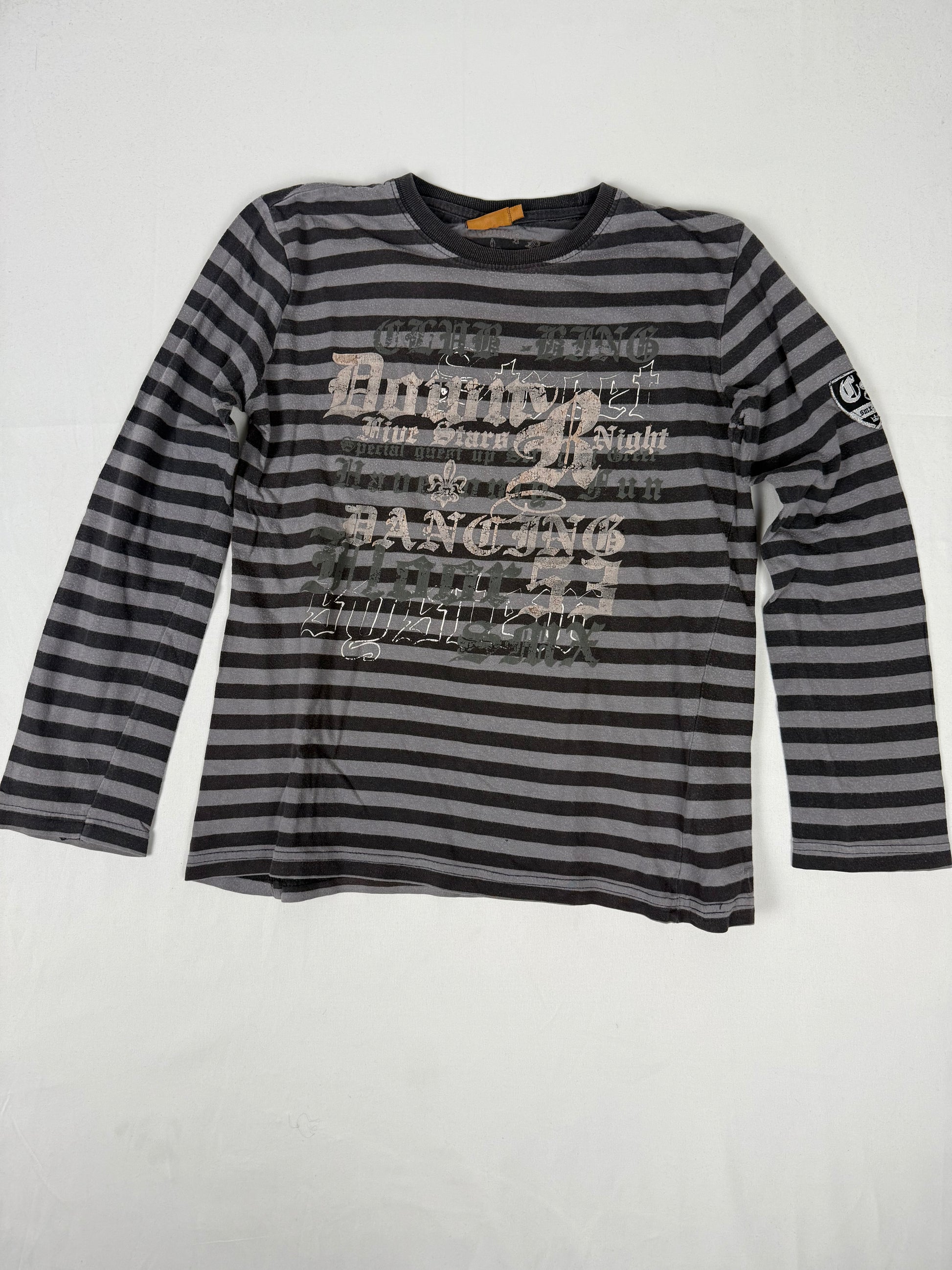 Grey striped cotton long sleeves top (XS)