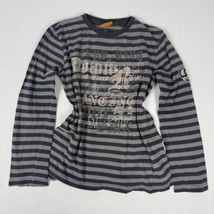 Grey striped cotton long sleeves top (XS)