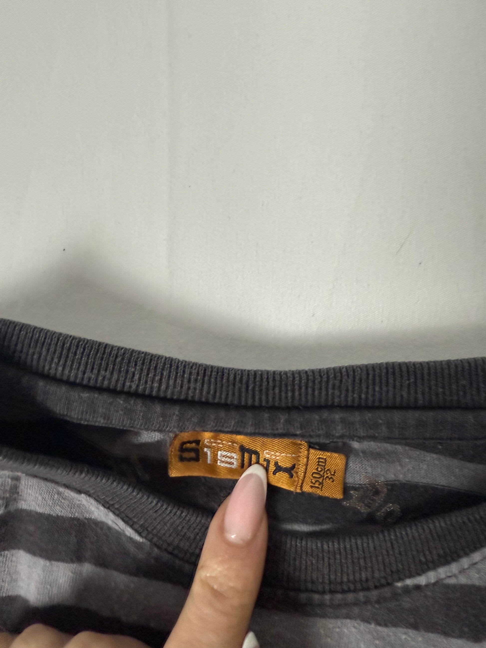 Grey striped cotton long sleeves top (XS)