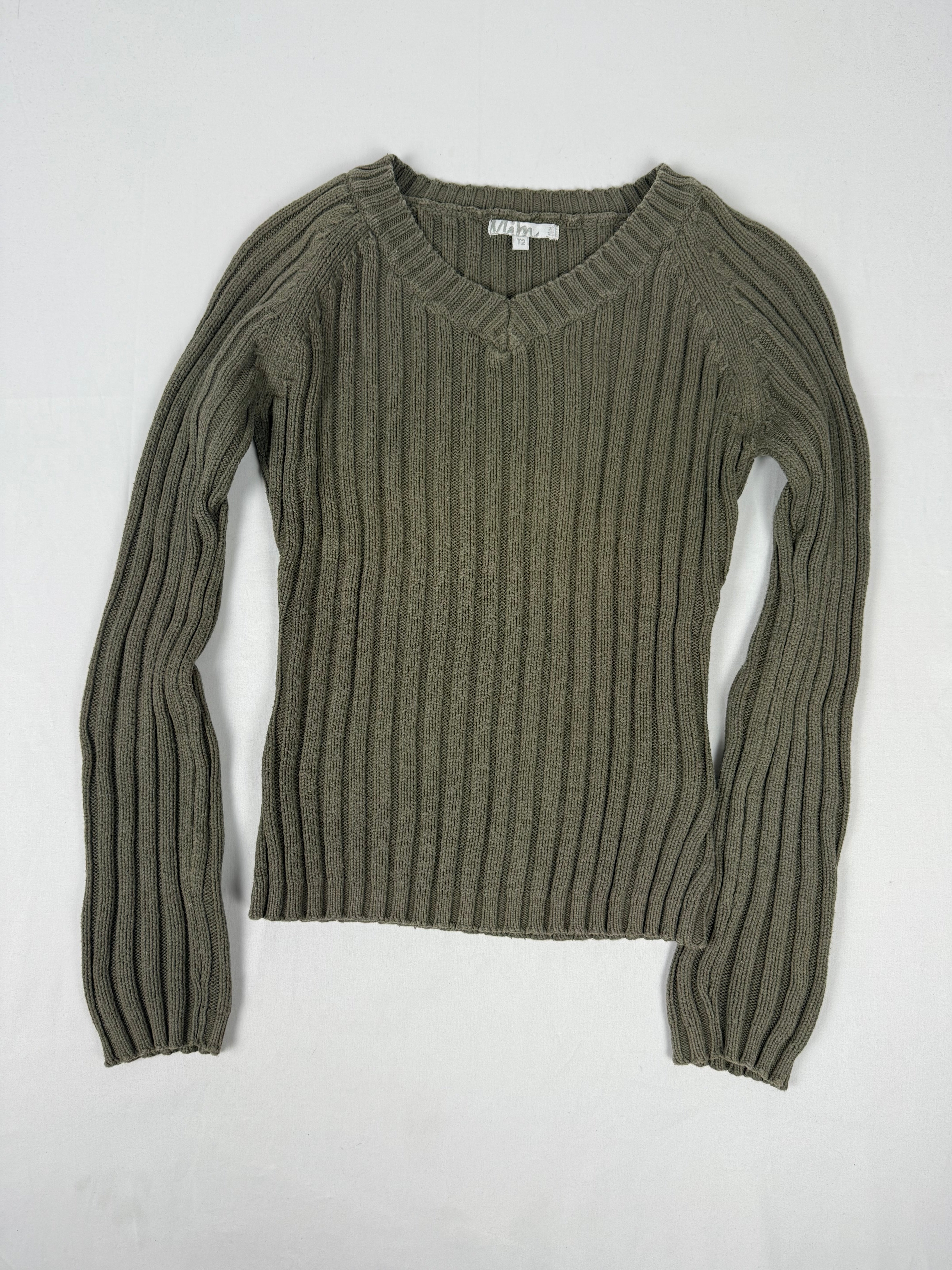 Khaki ribbed cotton jumper (S/M)