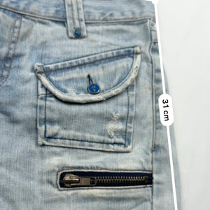 Blue denim low rise mini short (S)