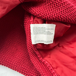 Red knitted tight fit hooded jumper with belt (XS)