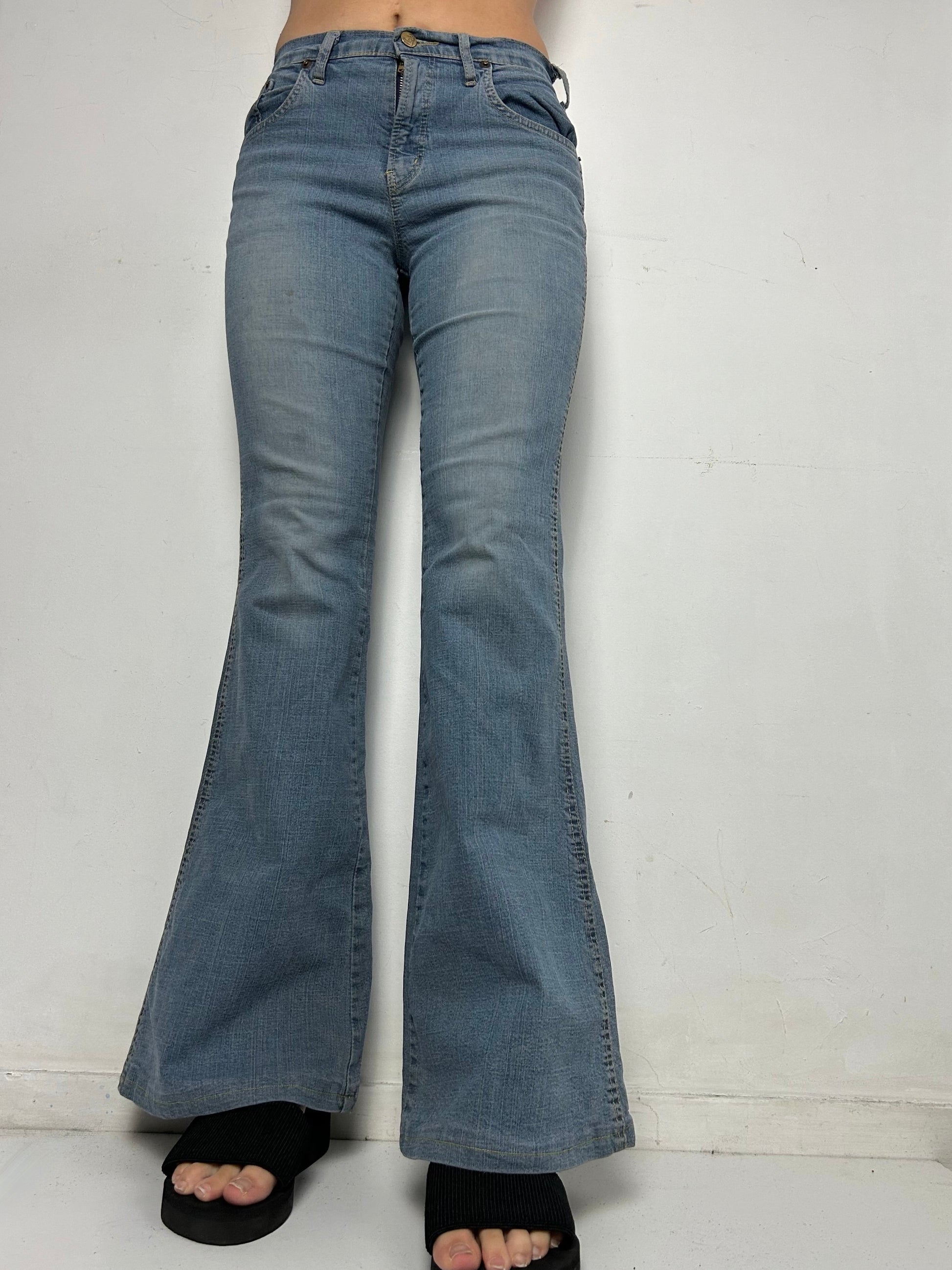 Blue denim  low waist flare / bootcut pants (S)
