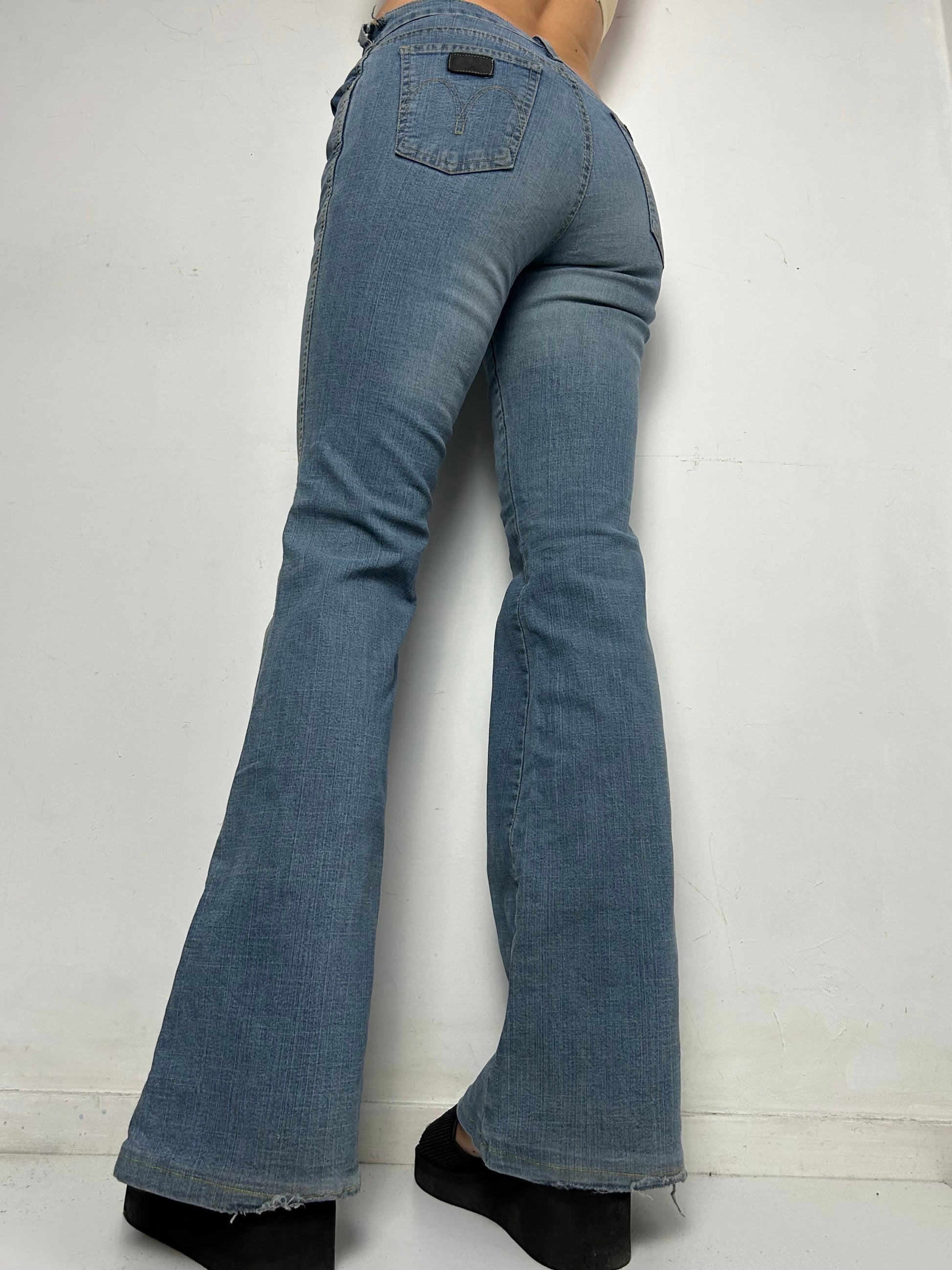 Blue denim  low waist flare / bootcut pants (S)
