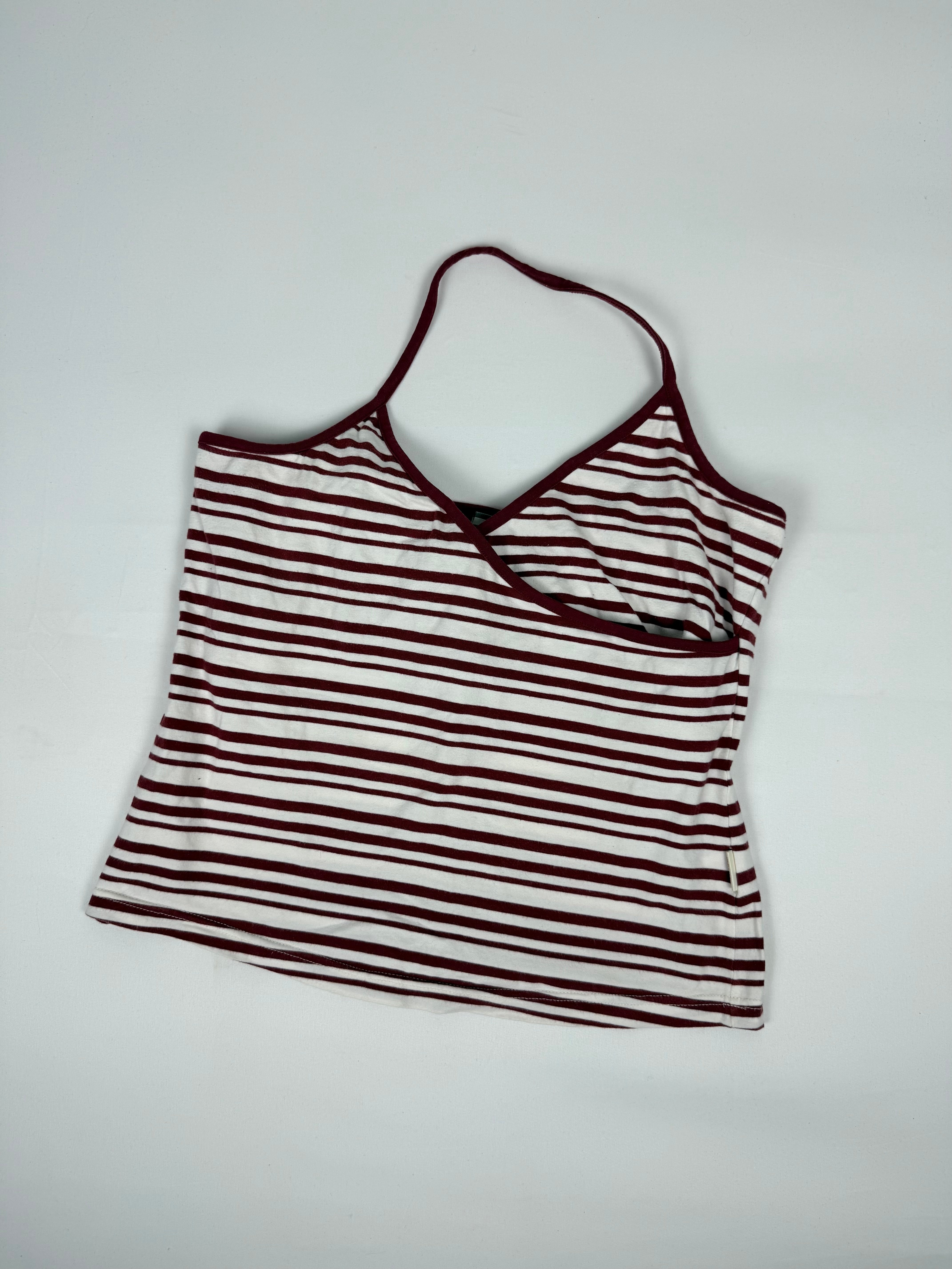 Burgundy striped halter top (XXL)