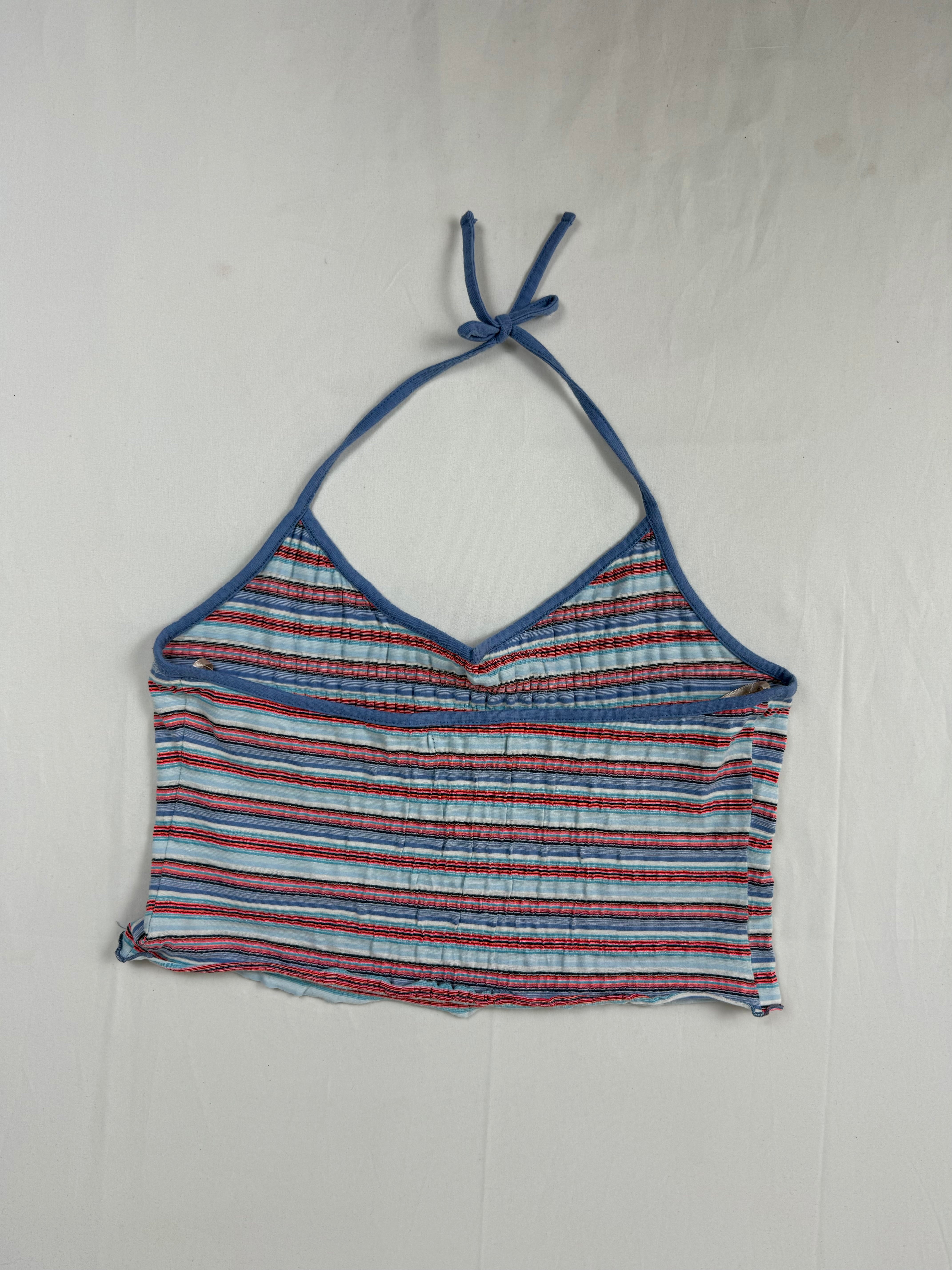 Blue striped halter top (L)