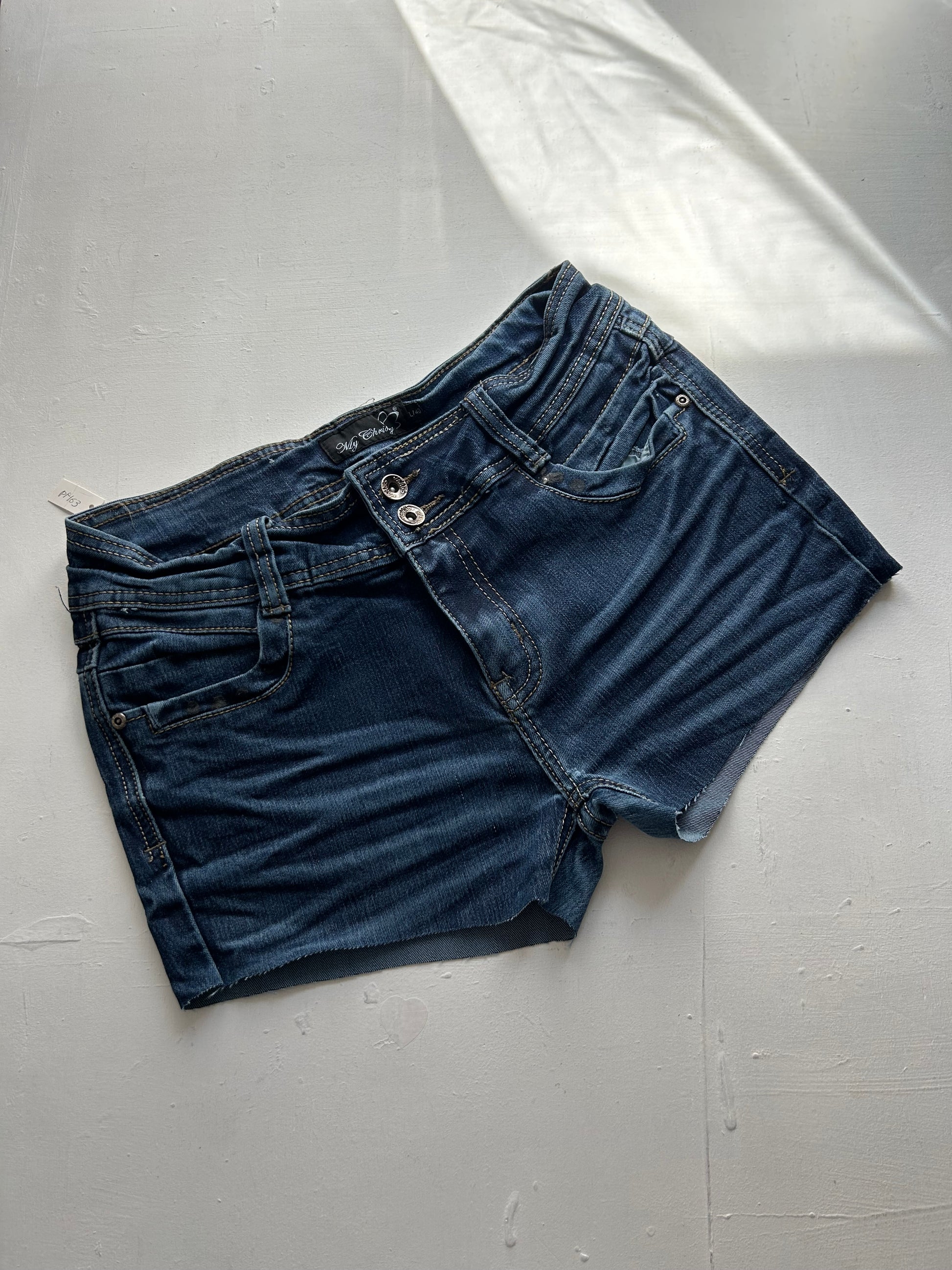 Navy denim low rise mini /micro short (S)