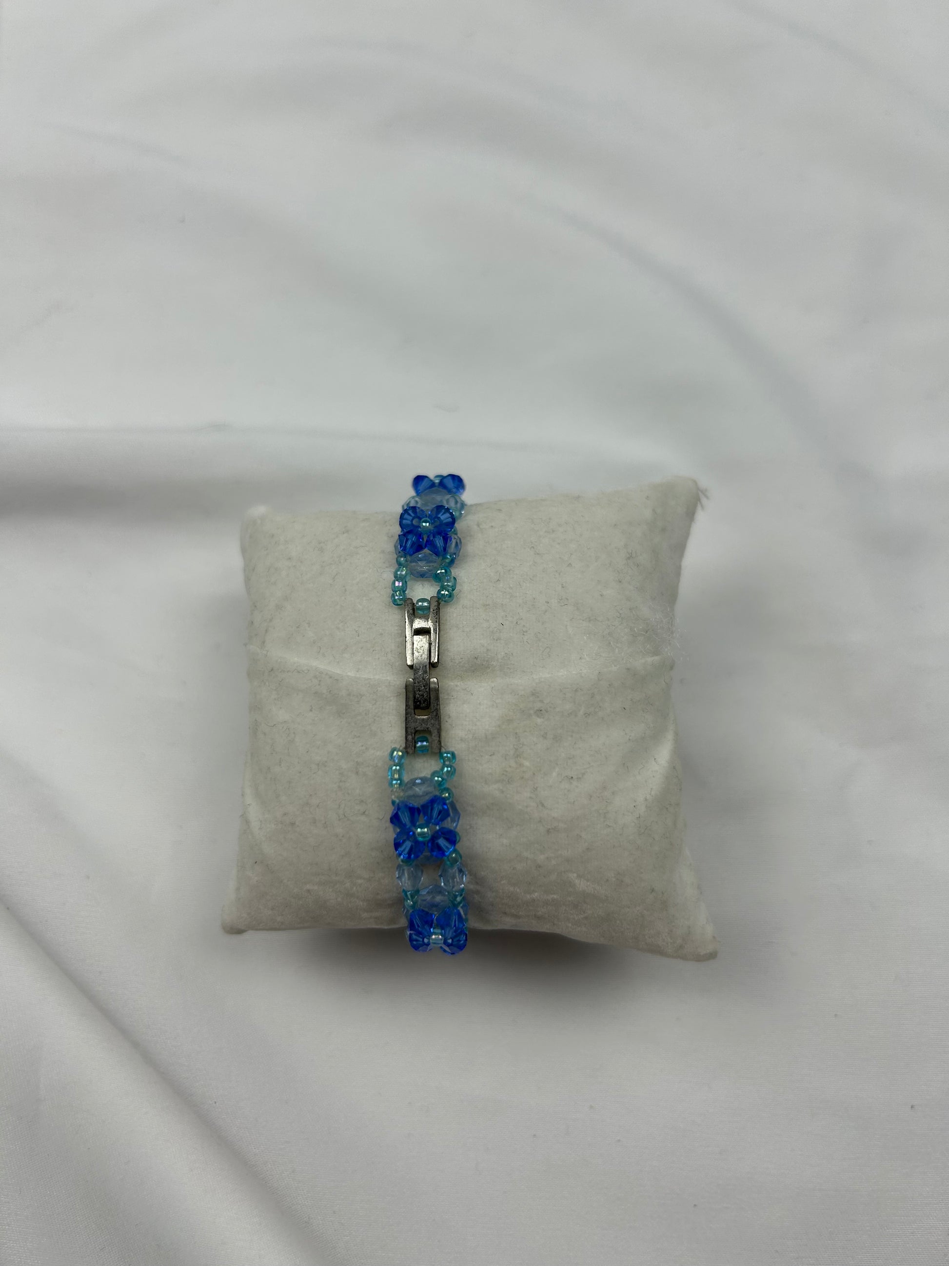 Vintage blue pearls inox bracelet watch jewelry