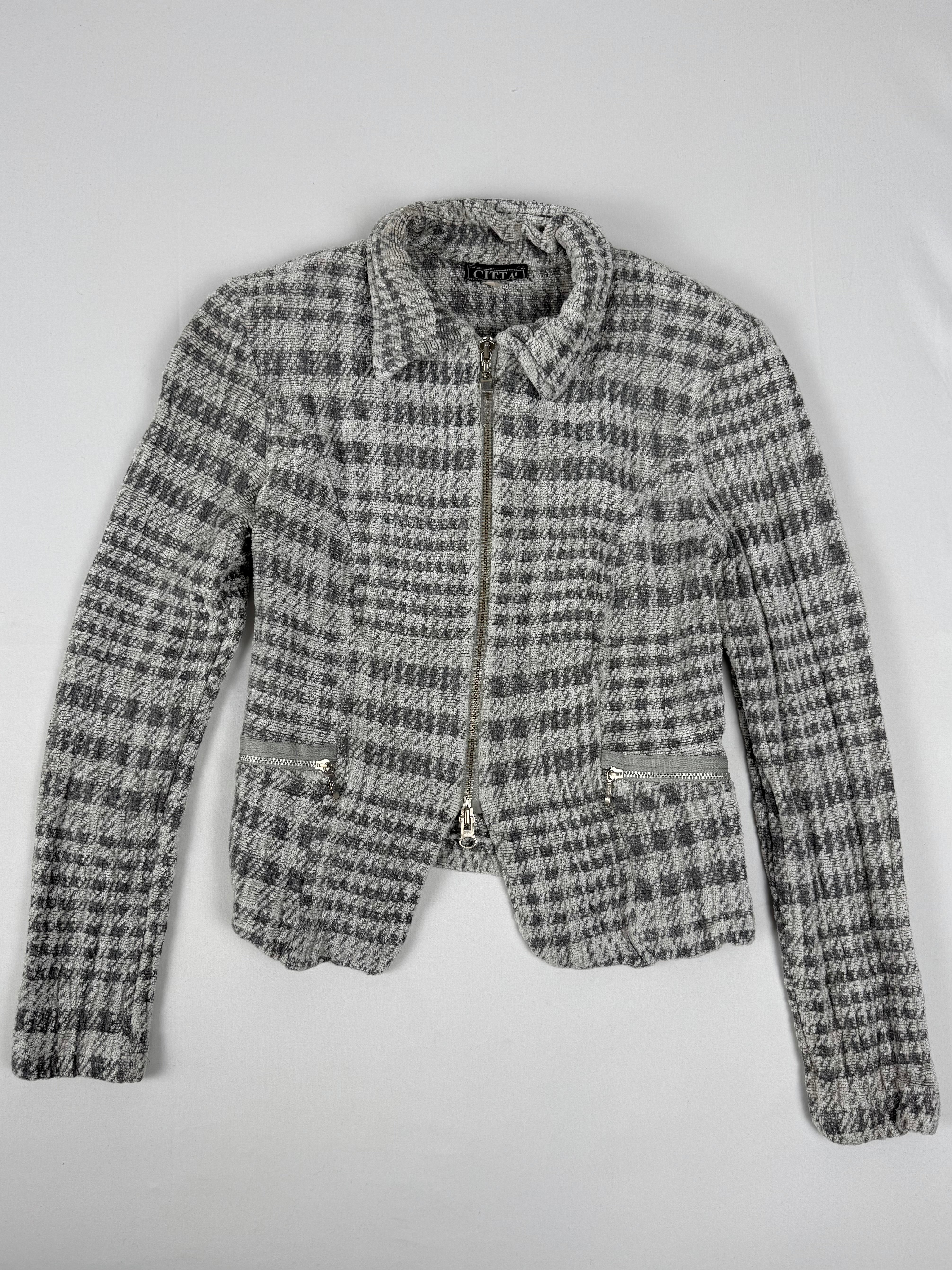 Grey check print blazer jacket (S)