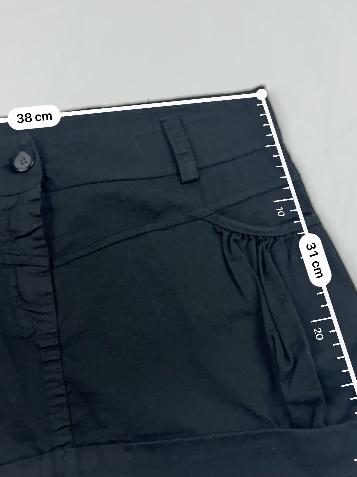 Black cotton low rise mini skirt (S)