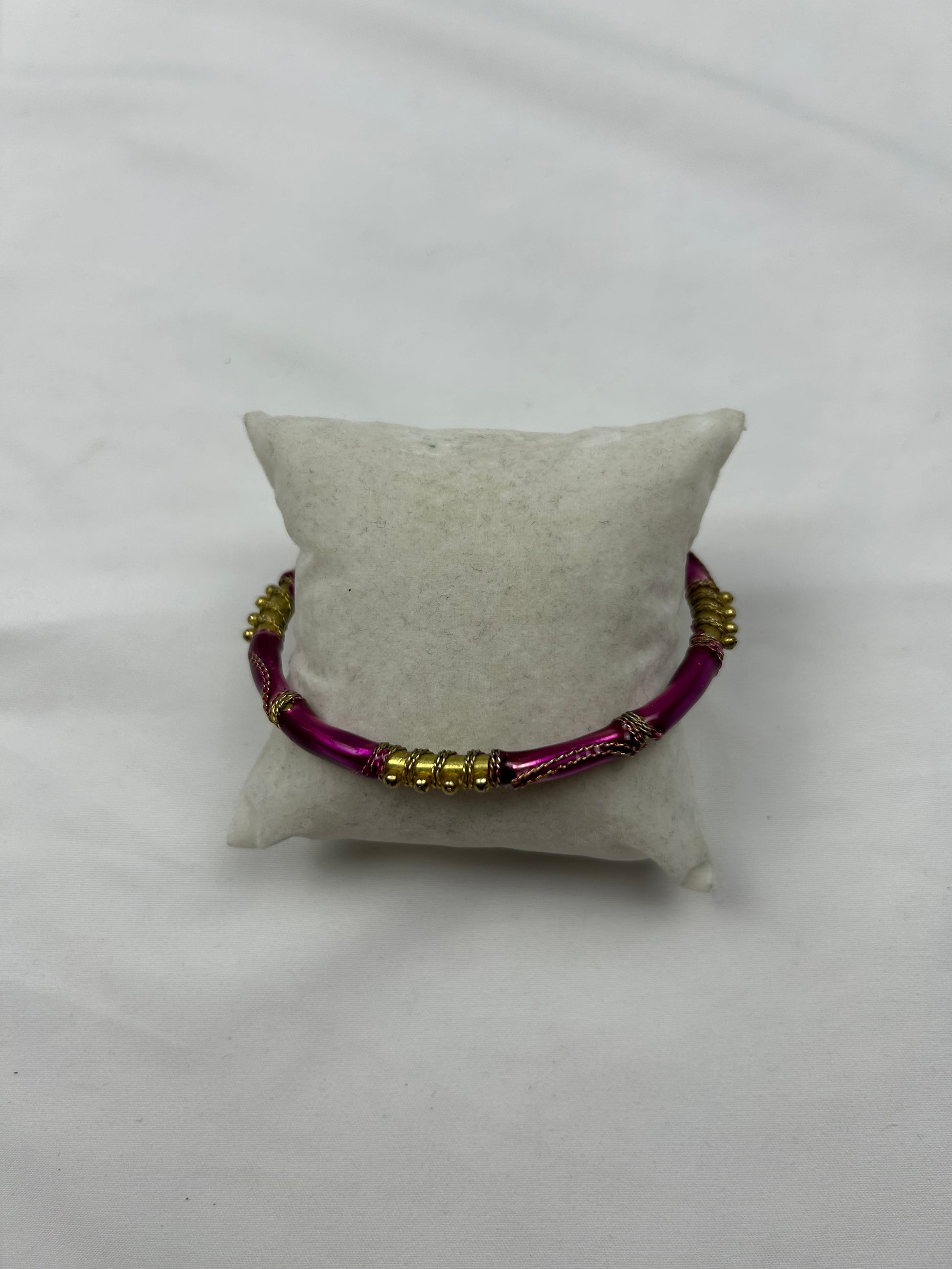 Stainless steel pink & gold bangle bracelet