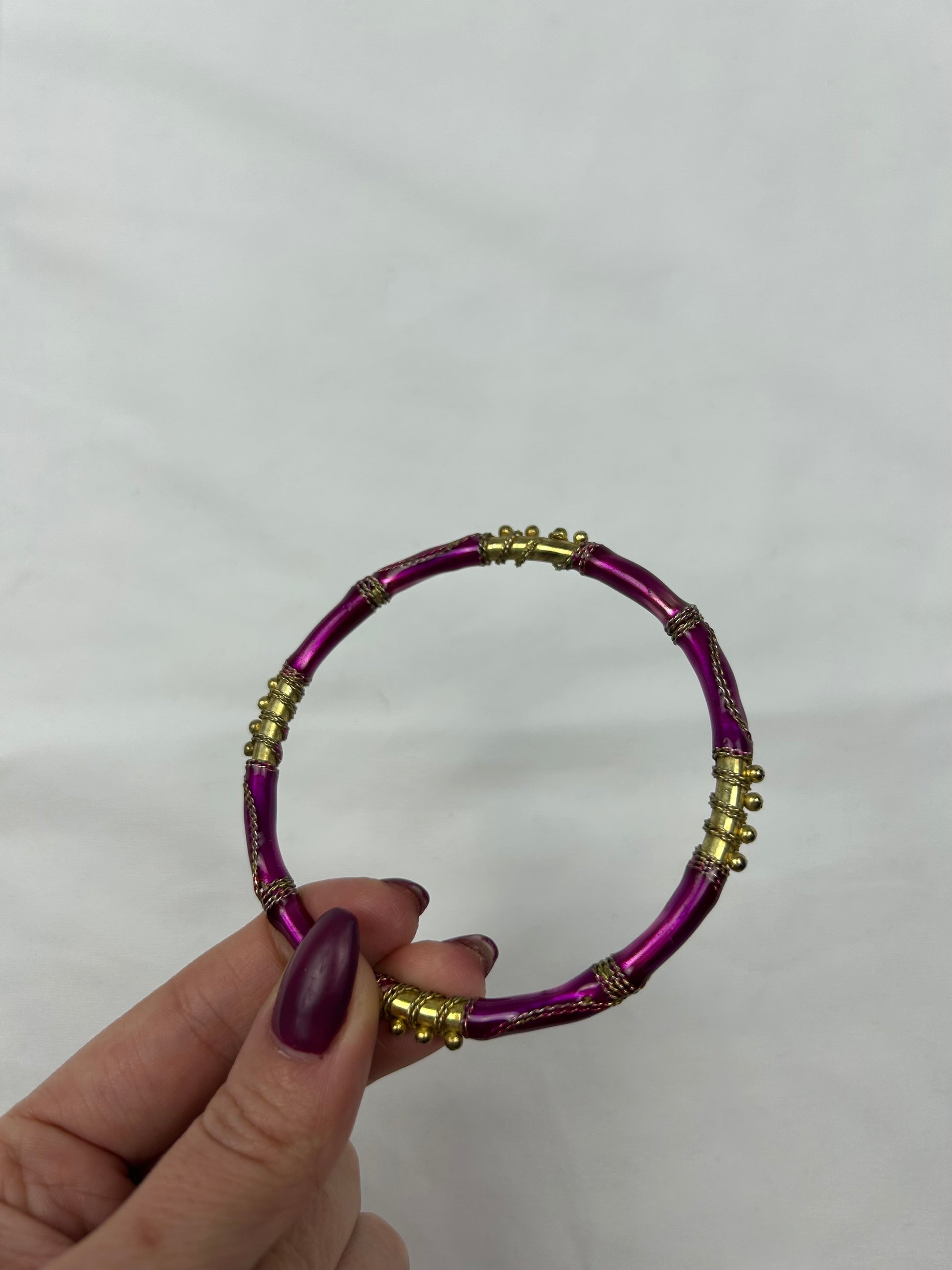 Stainless steel pink & gold bangle bracelet
