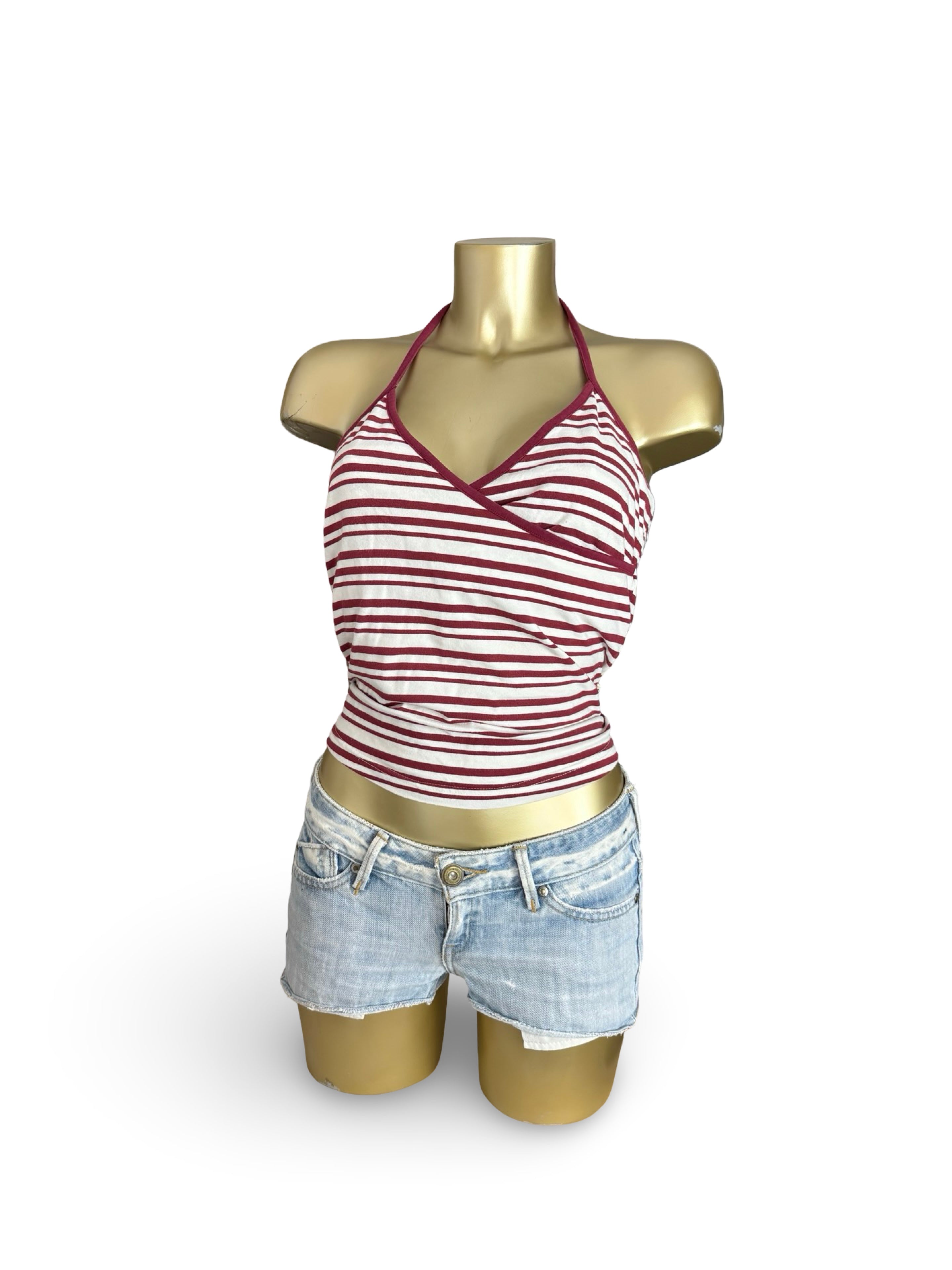 Burgundy striped halter top (XXL)