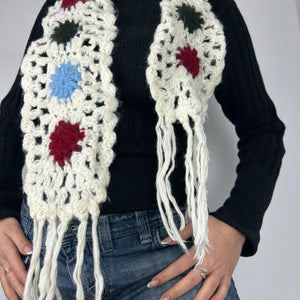 White crochet knitted scarf