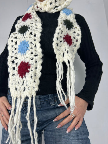 White crochet knitted scarf