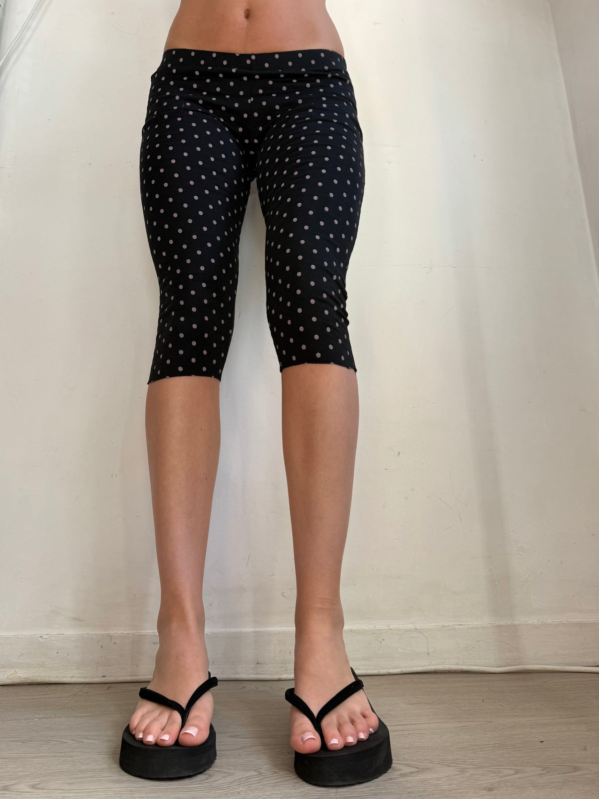 Pantalon corsaire taille basse à pois (S/M)