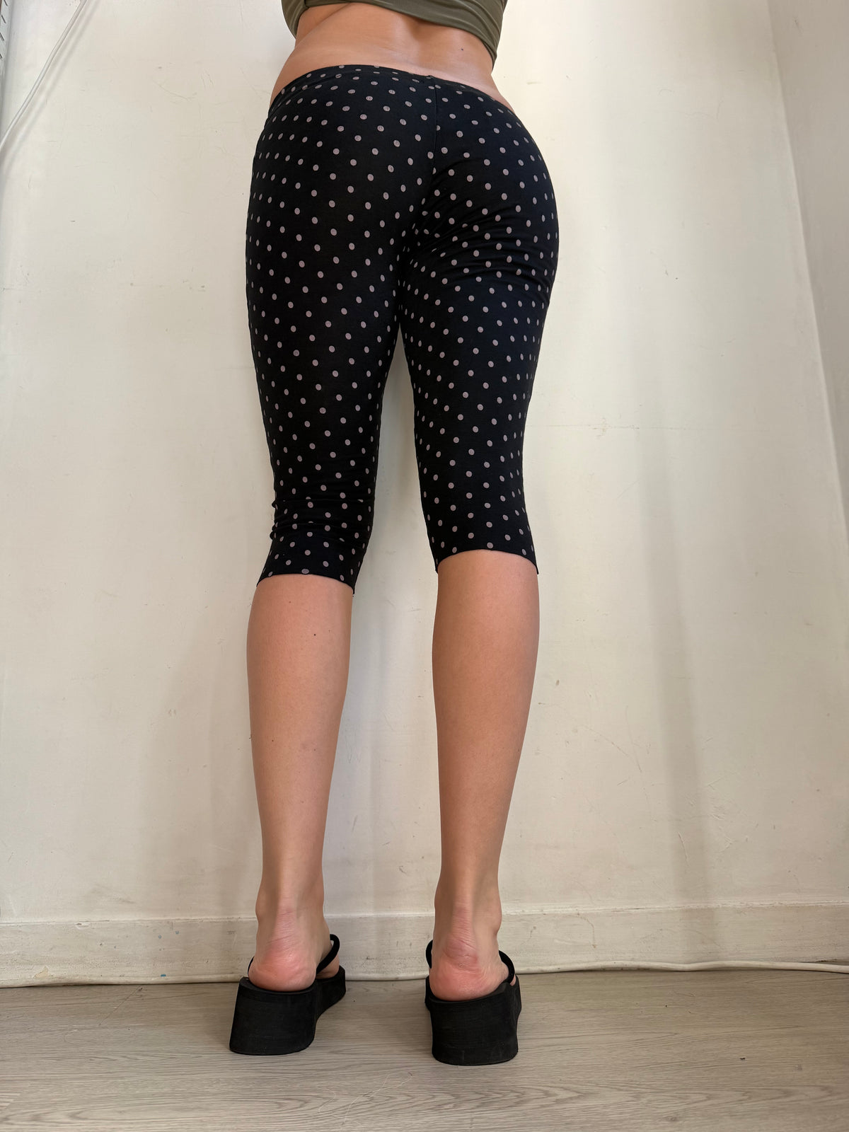Pantalon corsaire taille basse à pois (S/M)