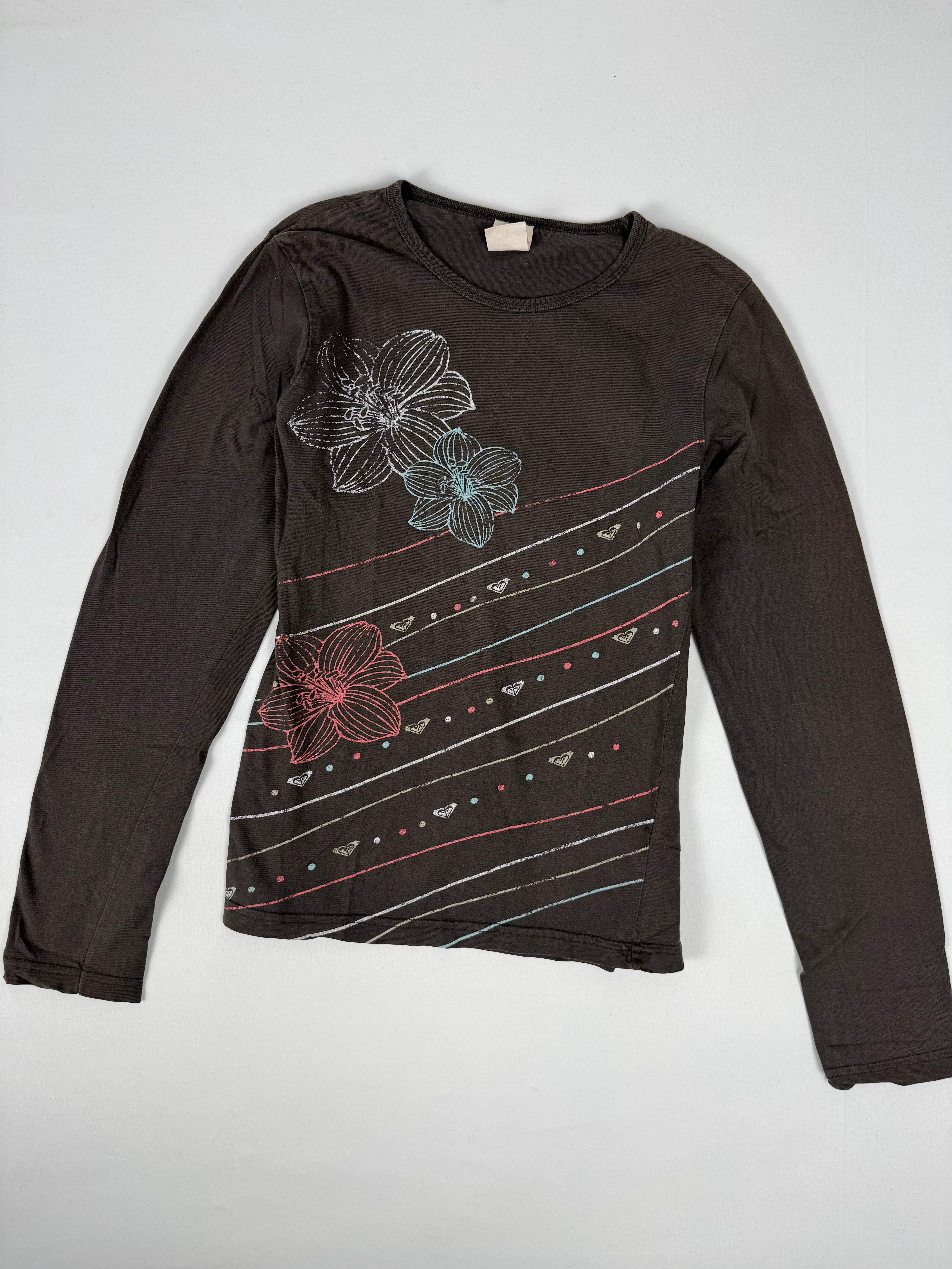 Brown graphic long sleeves top (XS)