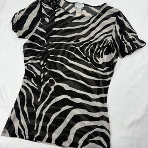 Zebra print mesh see trough tee (S/M)