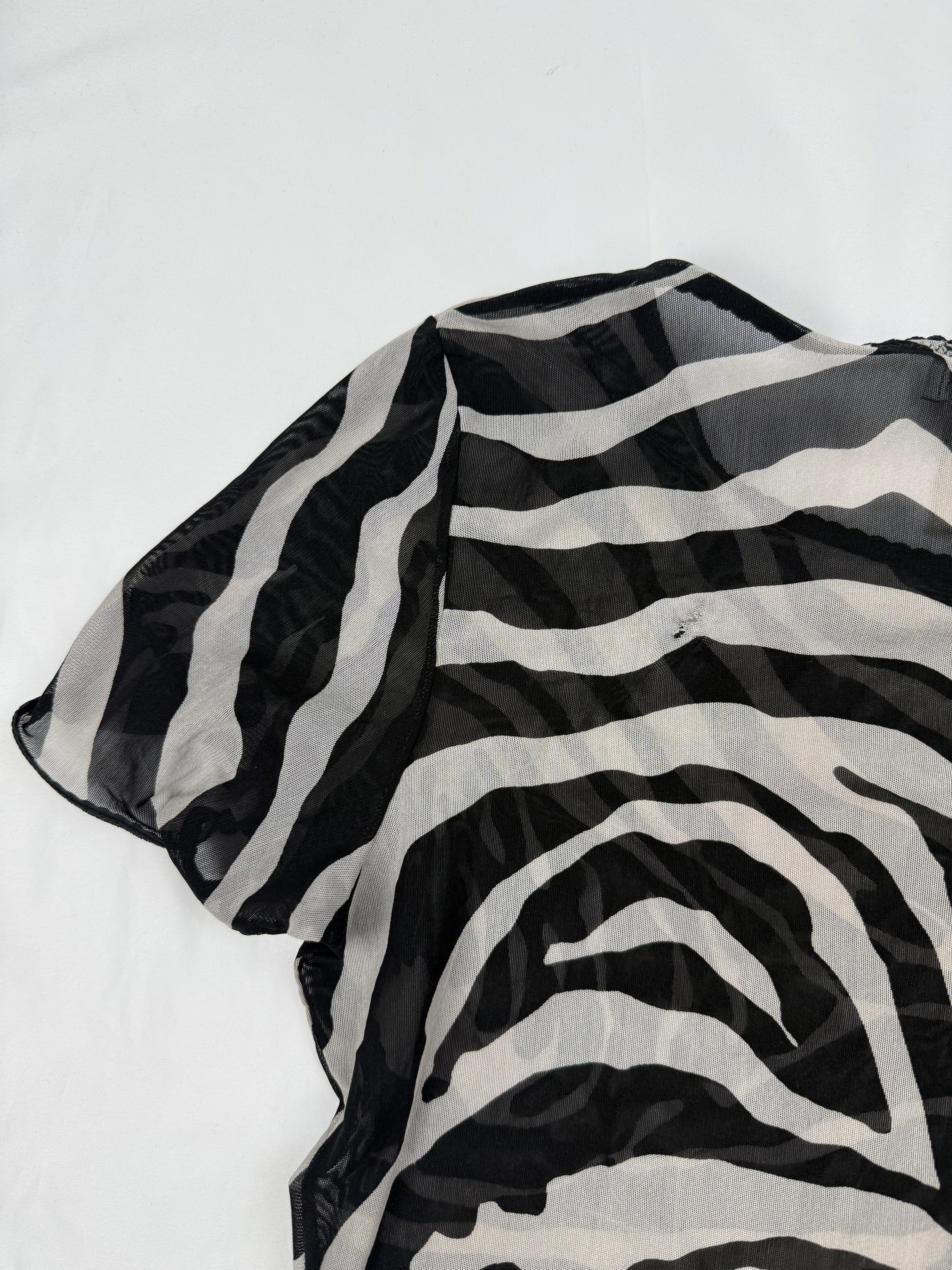 Zebra print mesh see trough tee (S/M)
