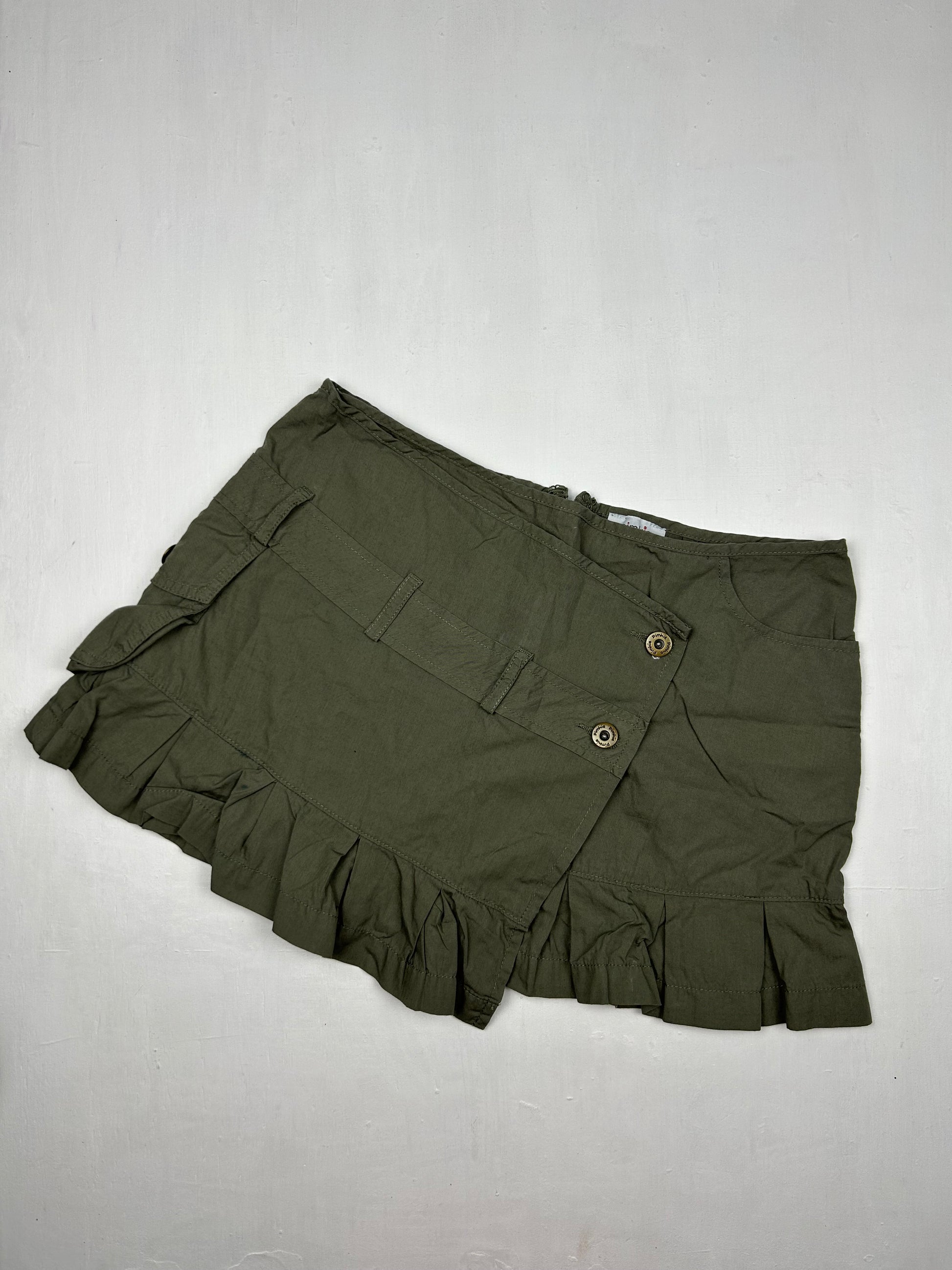 Khaki cargo pleated low rise mini skirt (S)