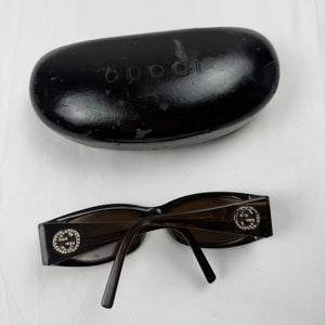 Brown rhinestone logo 2000s sunglasses (with prescription)