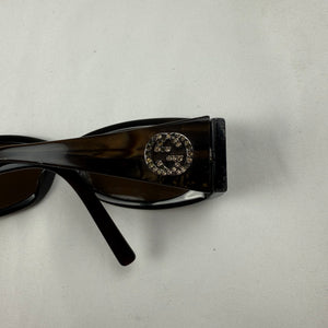 Brown rhinestone logo 2000s sunglasses (with prescription)
