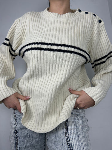 Cream roundneck  jumper (L)
