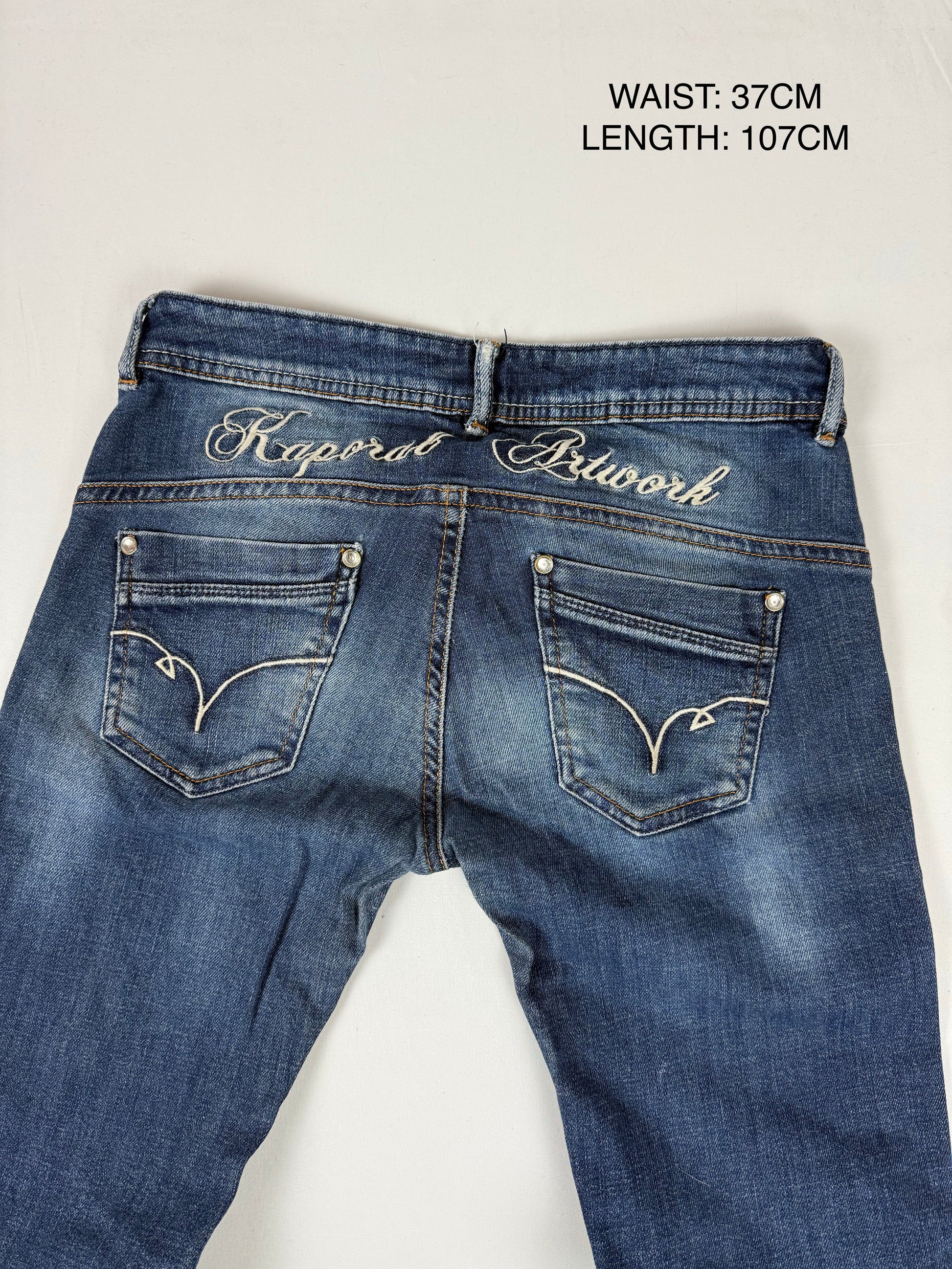 Navy blue denim low rise skinny pants (S)