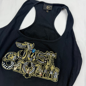 Black cotton embroidered logo tank top (S/M)