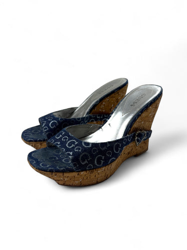 Blue charms monogram wedge heels (38)