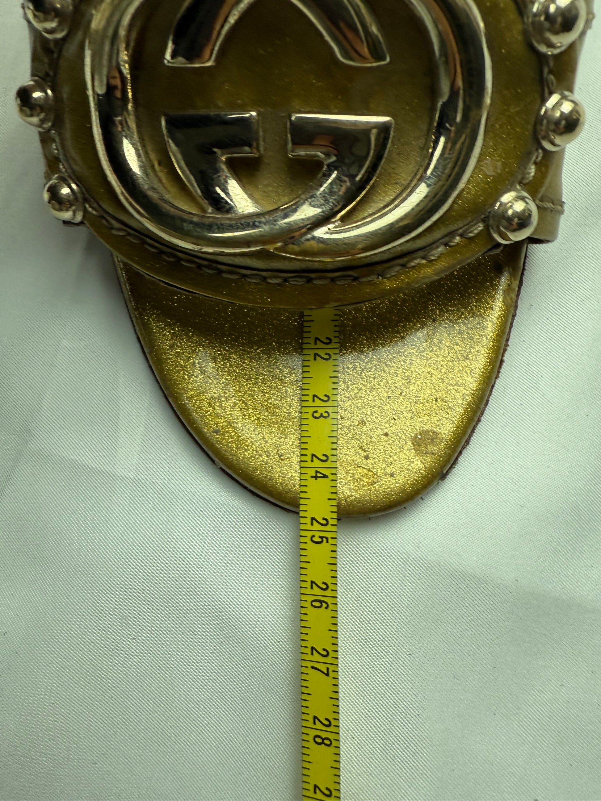 Gold GG buckle square heels mules  (36.5)