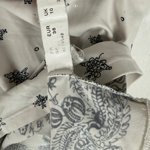 White lycra floral babydoll tight fit cami top (M)