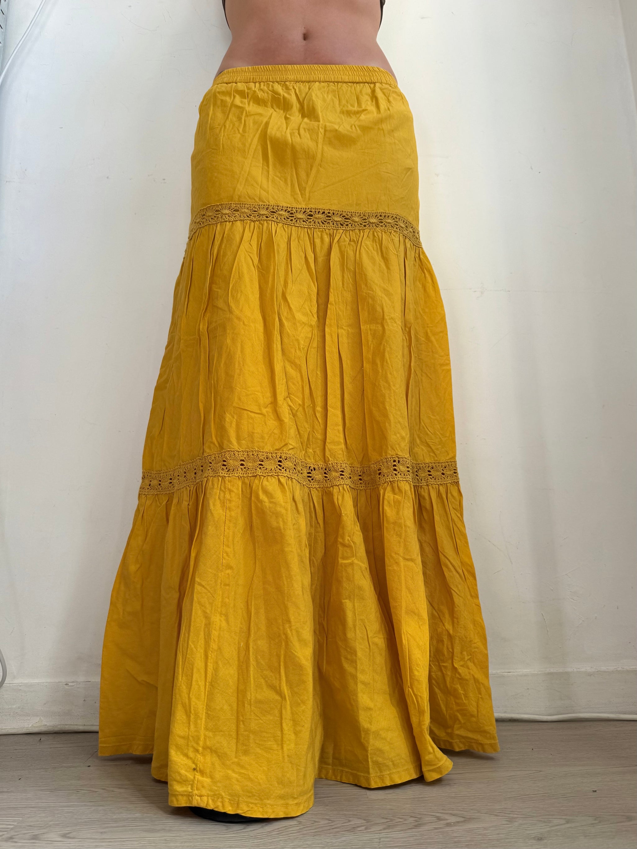 Yellow low rise maxi skirt (M)