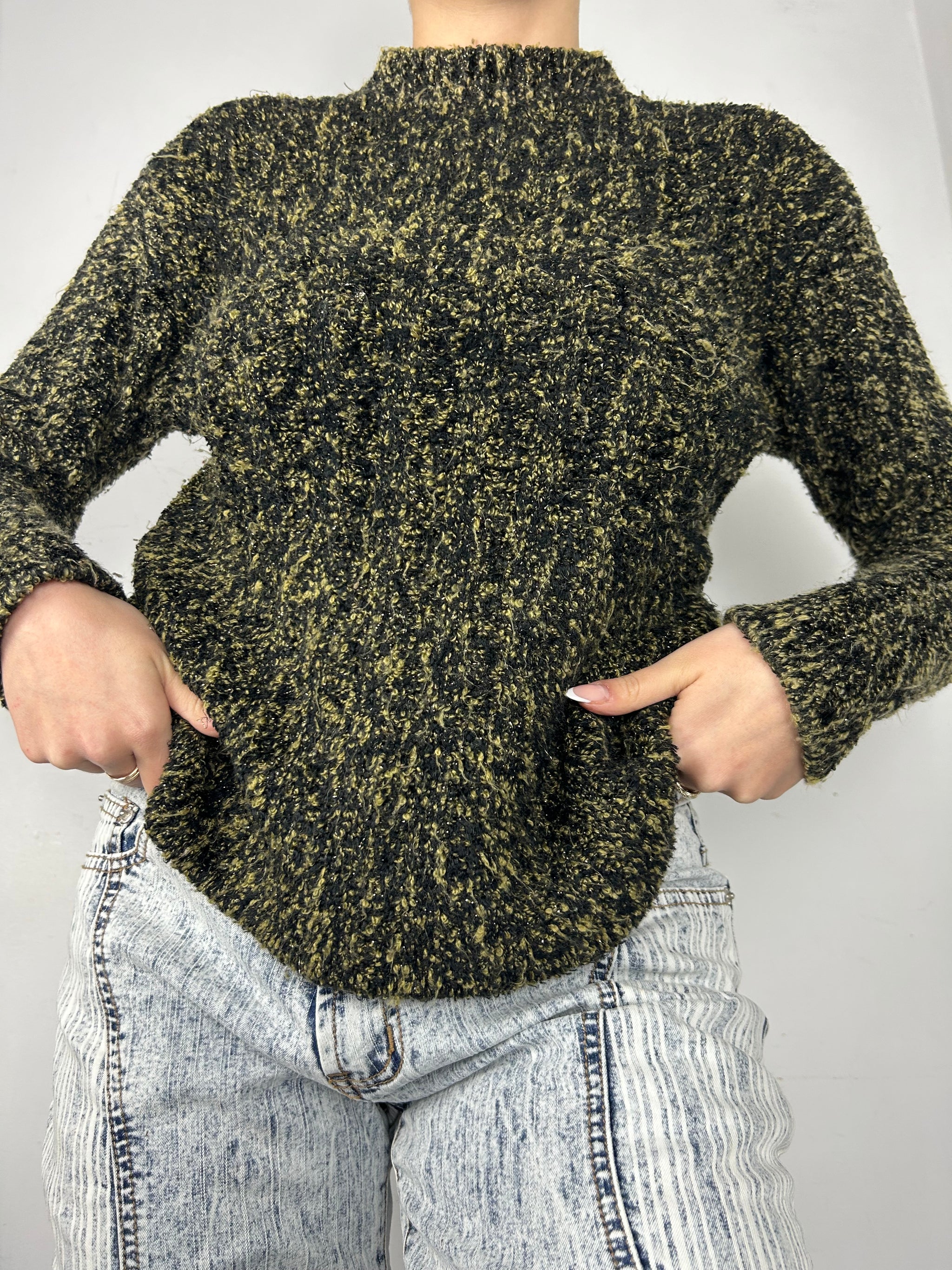 Khaki high neck super soft jumper (S/M)