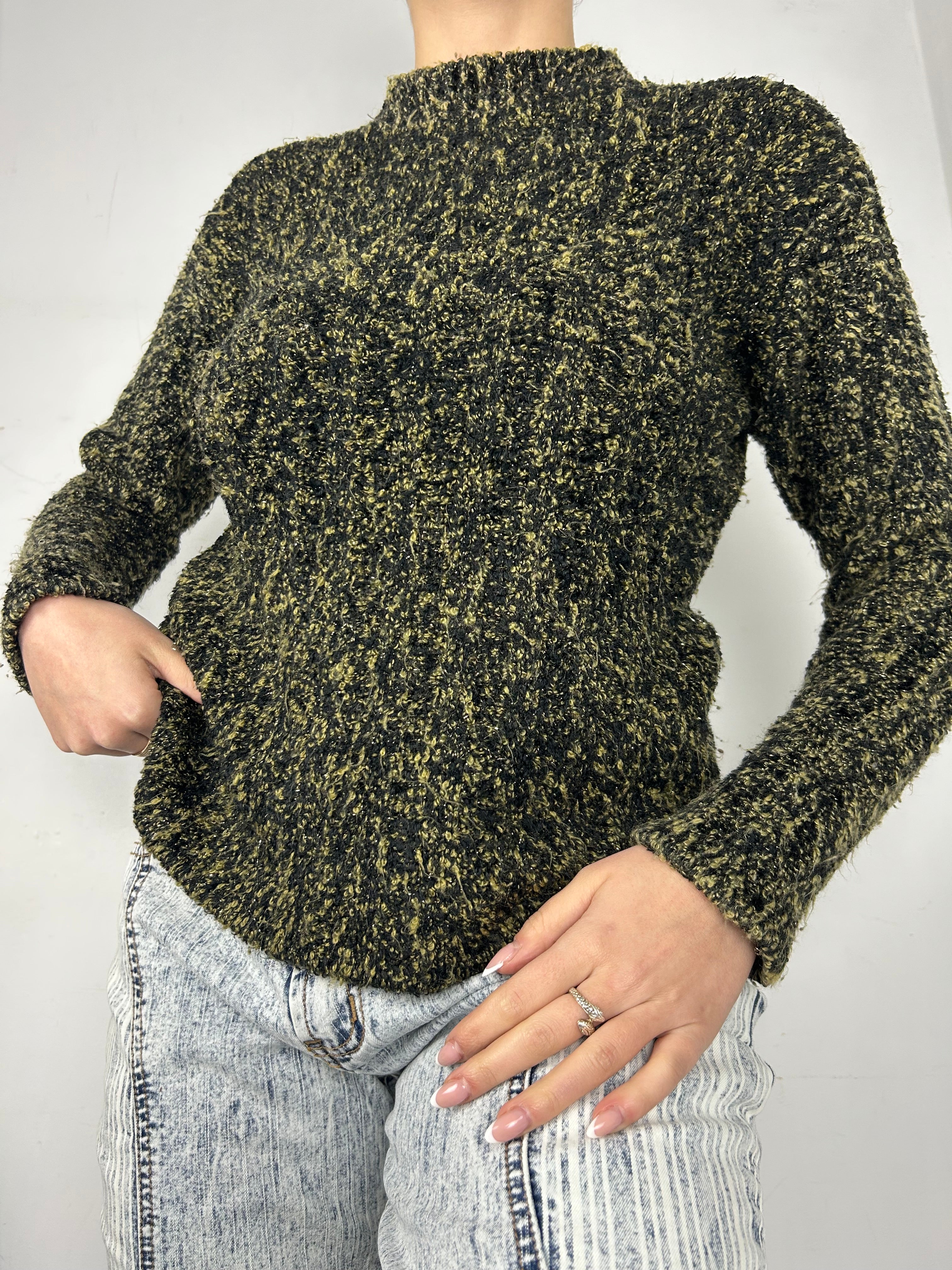 Khaki high neck super soft jumper (S/M)