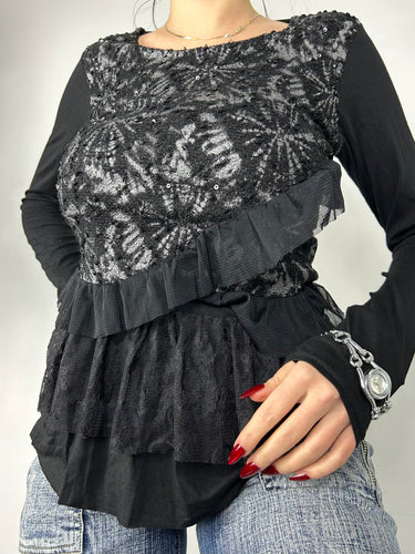 Black bi fabric long sleeves top (S/M)