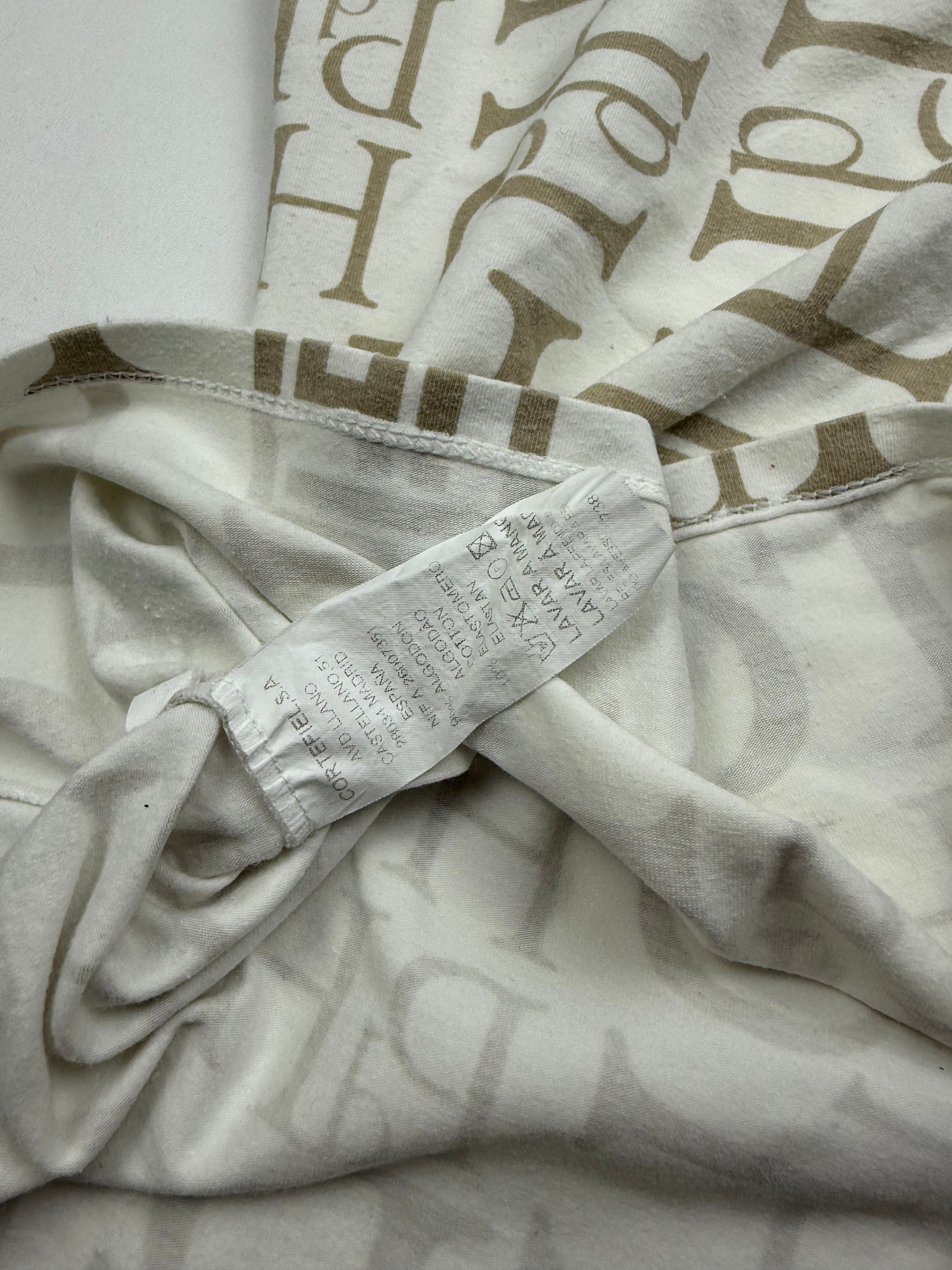 White graphic ruched tight fit top (S)