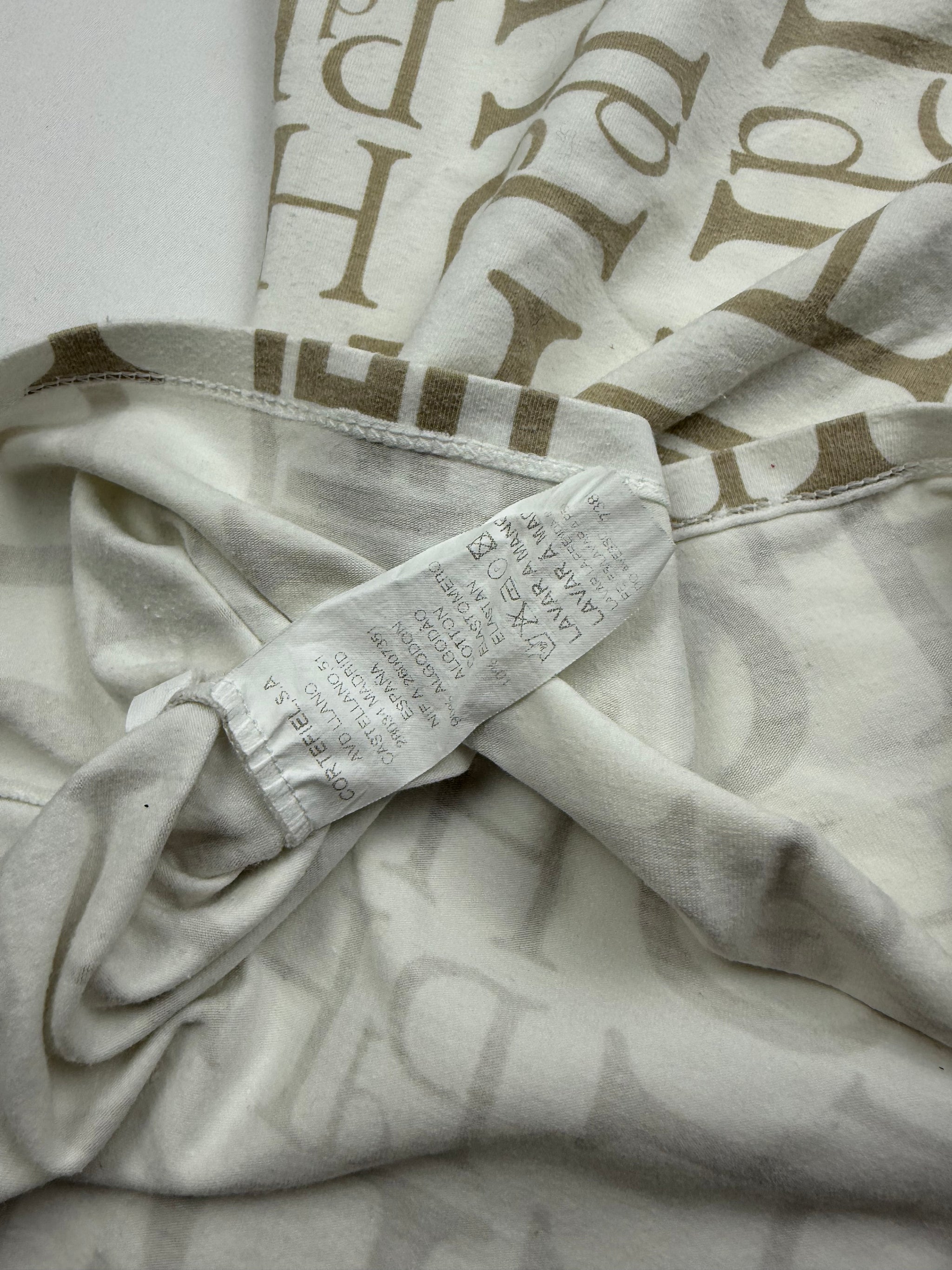 White graphic ruched tight fit top (S)