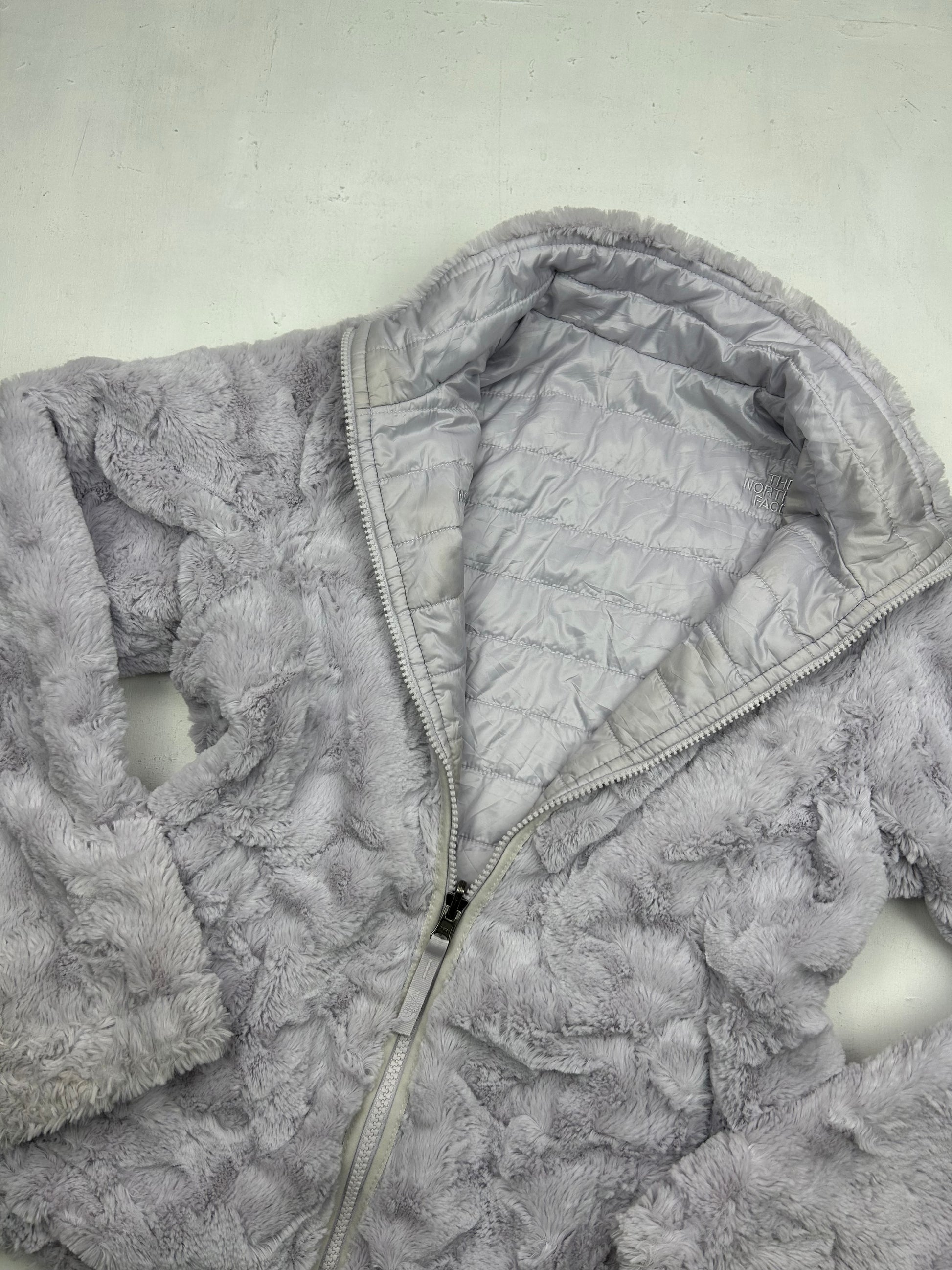 Lilac reversible puffer & fleece zip up sweatshirt (S/M)