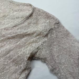 White cream lace see trough tight fit long sleeves top (S/M)