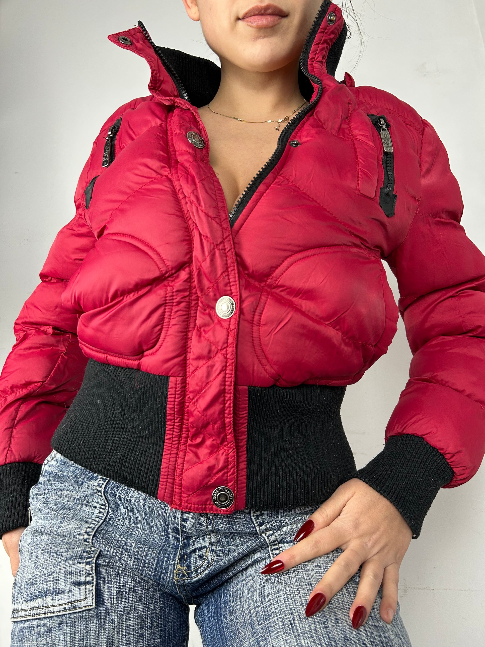 Red & black puffer jacket (S/M)