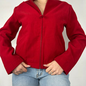 Red fleece office zip up jacket (M)