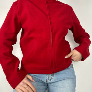 Red fleece office zip up jacket (M)