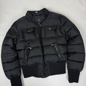 Black zip up hooded puffer jacket (XS)