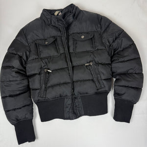 Black zip up hooded puffer jacket (XS)
