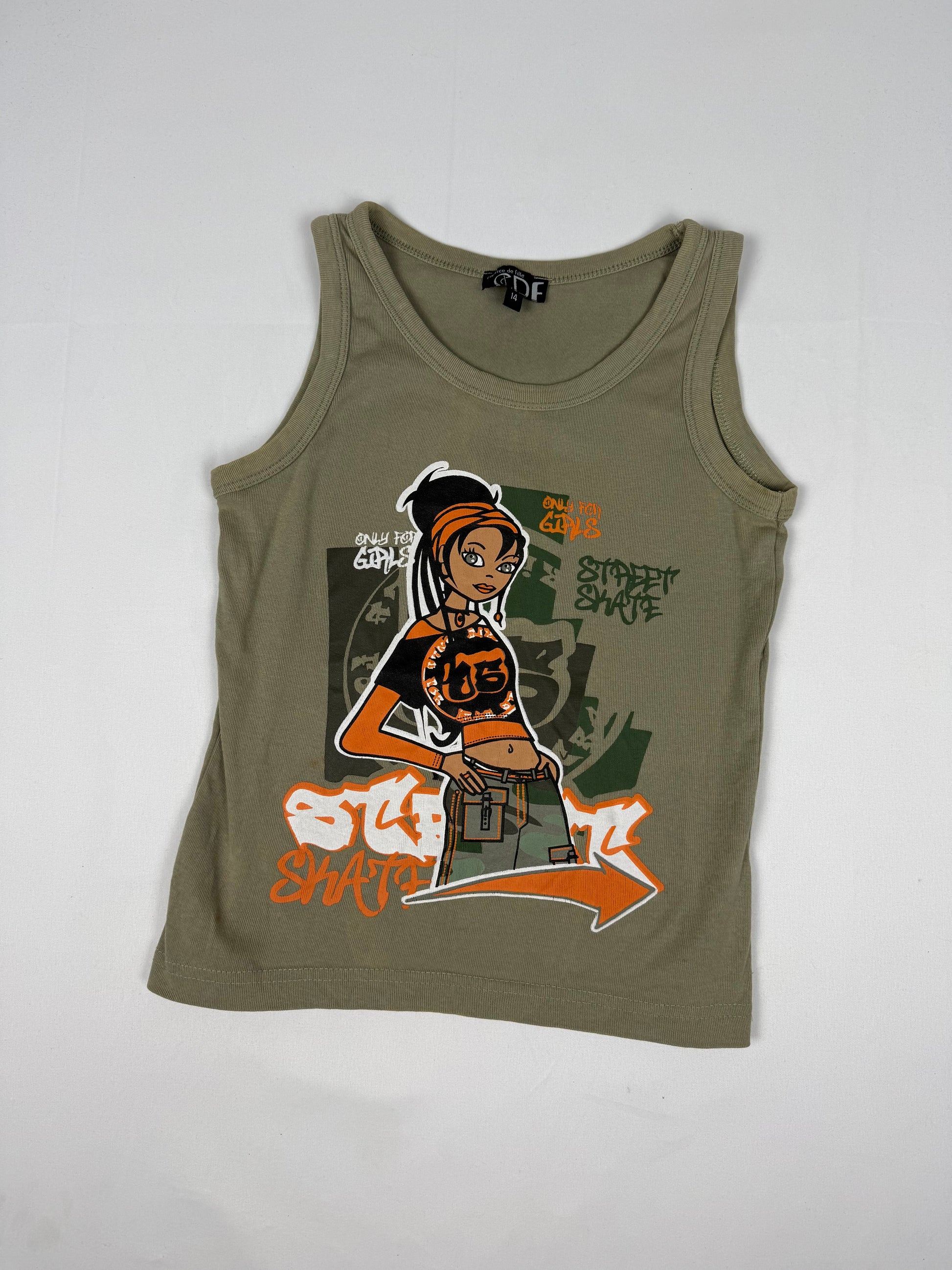Khaki graphic cotton tank top (S)
