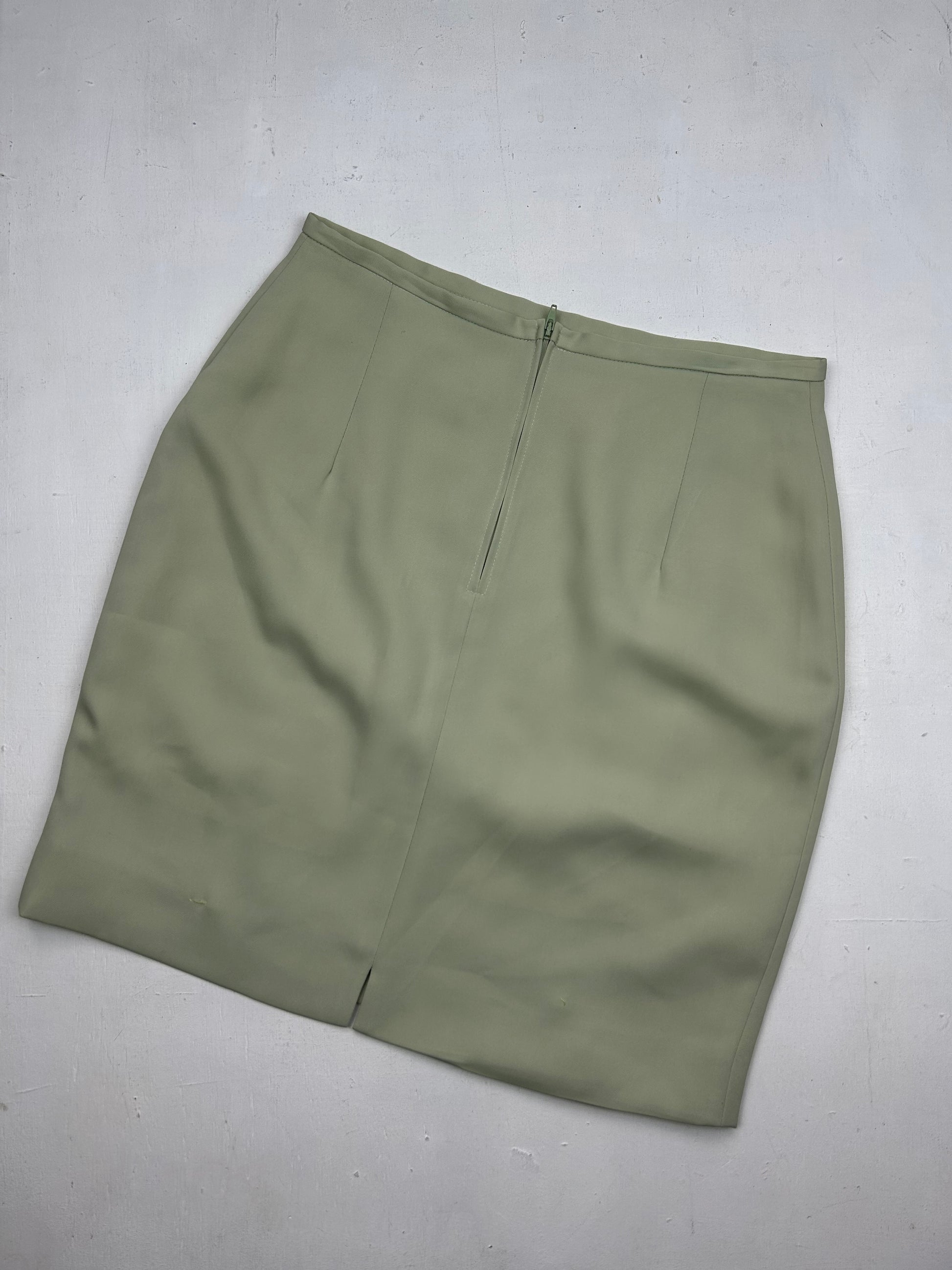 Light green midi office skirt (S)